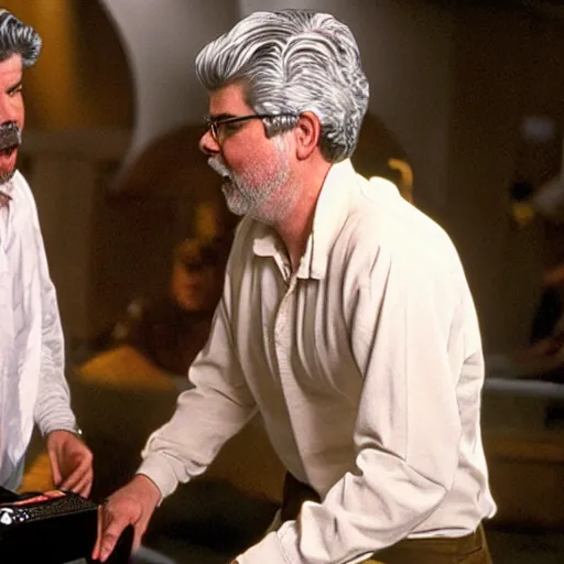 Prompt: george lucas stars in i ’ ve got a very bad feeling about this disney plus hq production still movie quality