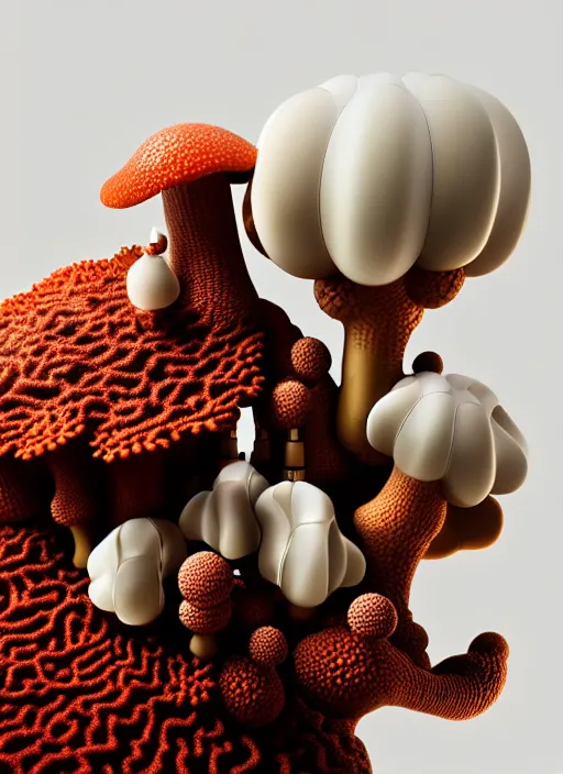 Prompt: perfume bottle surrounded by ivory room well contoured smooth fair walls, up close shot, sharp focus, global illumination, radiant light, biomechanical black corals decor made of corals, mushrooms, puffballs, rhizomorphs, alexandre ferra white mecha, irakli nadar, octane highly render, 4 k, ultra hd,