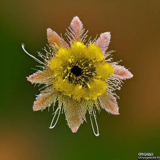 Prompt: the mulatto stuck to the sundew flower, beautiful, hyper-realistic, high resolution, hypnotic measurements , 8k, hyper-detailed