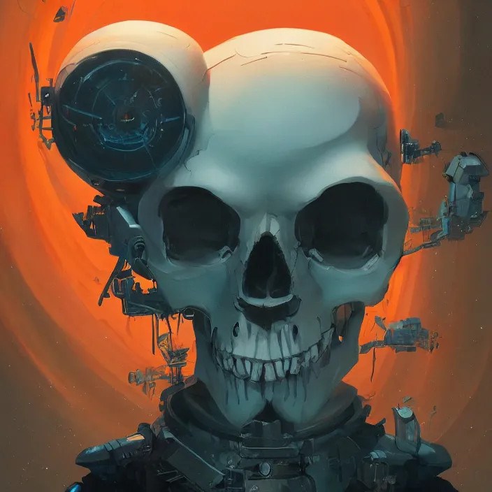 Image similar to a beautiful painting of a 8 0 s sci fi skull by sergey kolesov and vania zouravliov and pascal blanche and rhads. in style of colorful comic noir illustration, symmetry, sci fi, hyper detailed. octane render. trending on artstation