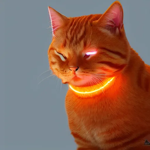 Prompt: an orange tabby cat with LED armor, artstation, concept art, smooth, sharp focus, illustration, highly detailed, unreal engine, RGB LED