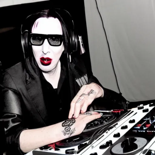 Image similar to marilyn manson on the dj decks