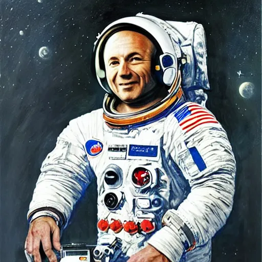 Prompt: portrait of a soviet astronaut by alan bean, detailed
