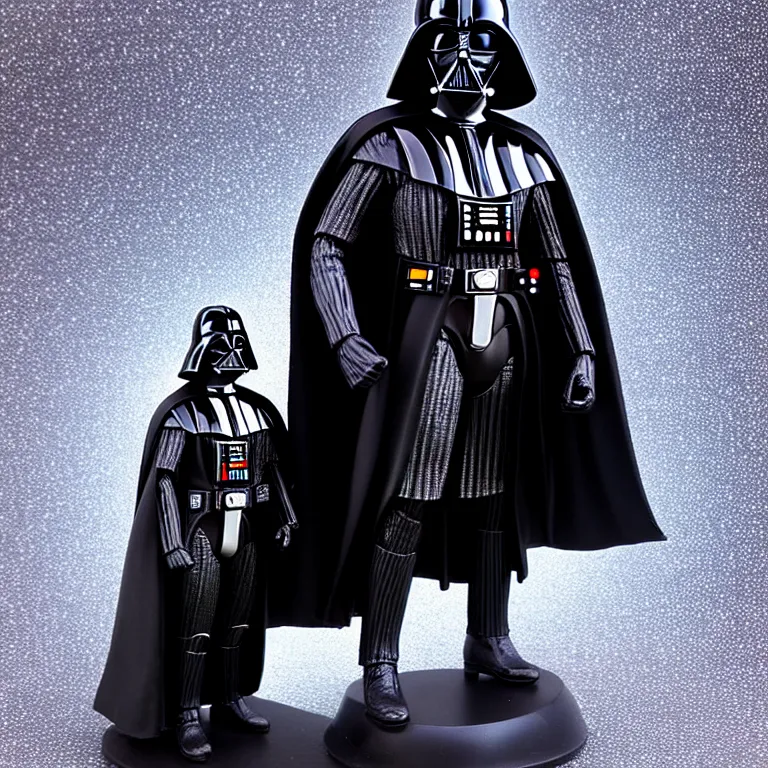 Image similar to darth vader highly detailed figurine, 1 9 8 0 s, product shot, shiny, reflective, studio photo, side show collectibles, realistic