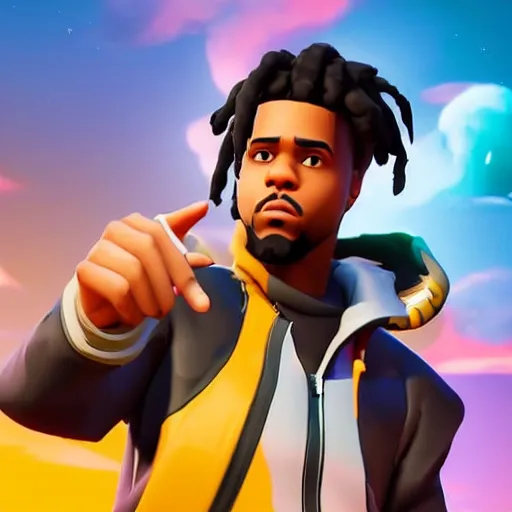 Image similar to J Cole in Fortnite very detailed, full body shot 8K quality super realistic