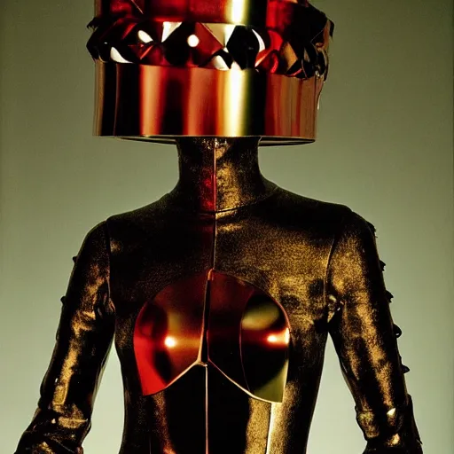Image similar to a paladin wearing issey miyake armor in a club, portrait, fashion photography, by davide sorrenti, jemal shabazz, nan goldin