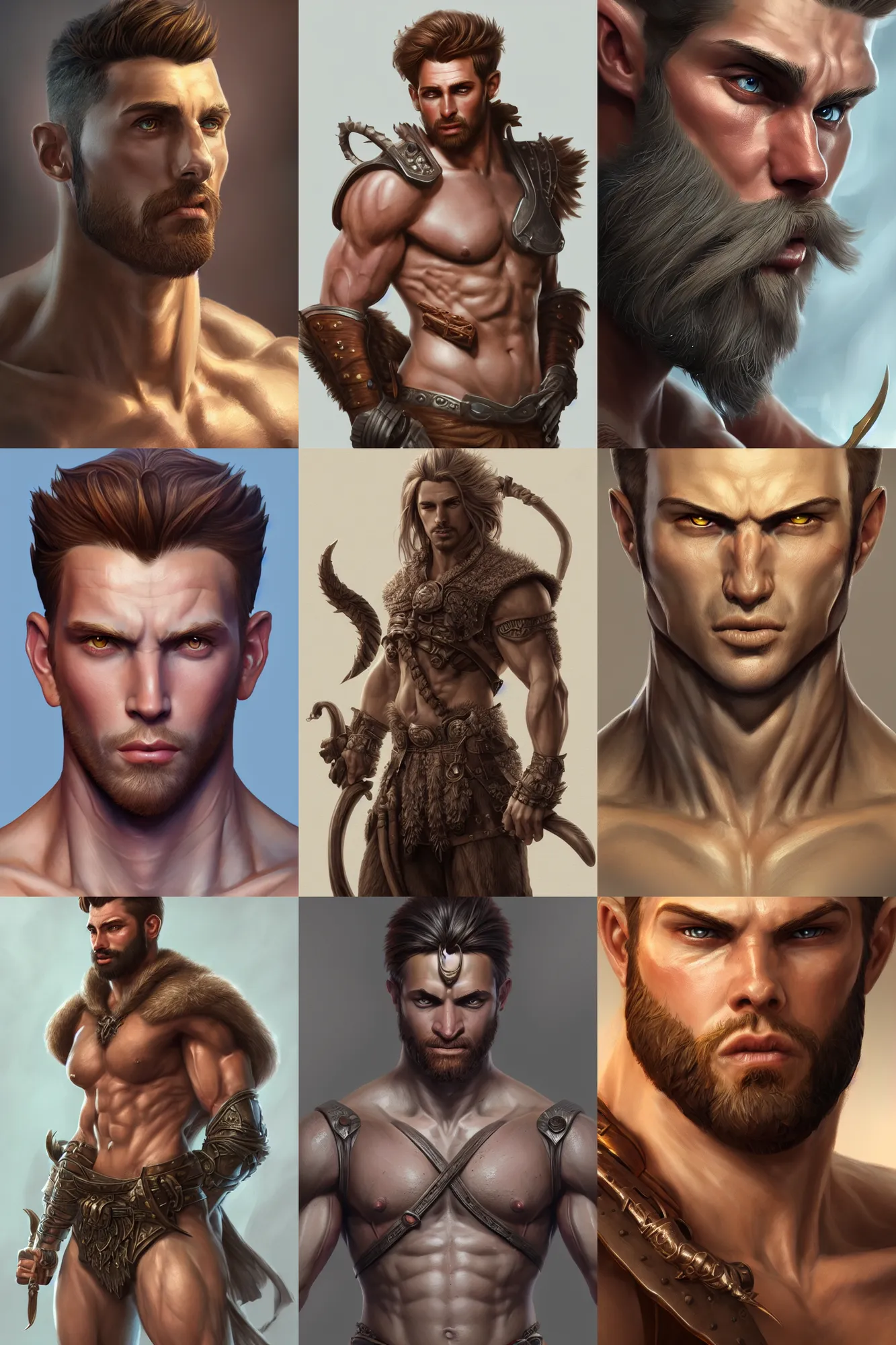 Prompt: handsome male, muscle, highly detailed, d & d, fantasy, highly detailed, digital painting, trending on artstation, concept art, sharp focus, illustration, global illumination, ray tracing, realistic shaded, art by rachel walpole, heraldo ortega and jeszika le vye