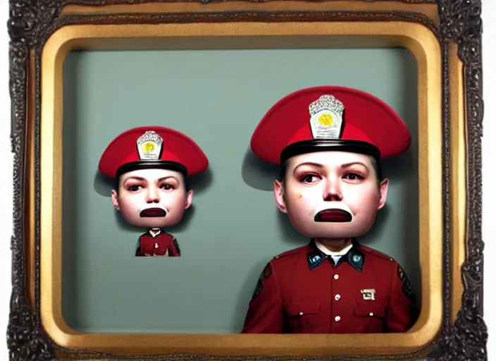 Image similar to a police officer with donut face, lowbrow, matte painting, 3 - d highly detailed, in the style of mark ryden,