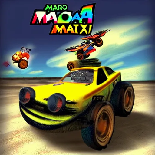 Image similar to mariokart delux mad max version