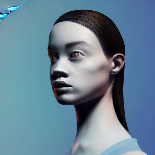 Image similar to abstract 3d female portrait in a modern nike suite age 14 by james jean and Jason Chan, rendering, redshift, octane