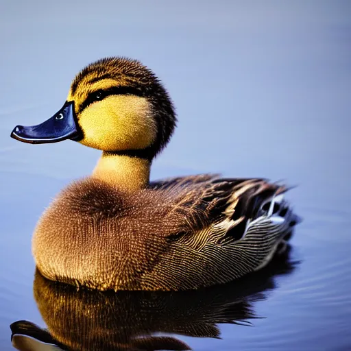 Image similar to extremely detailed photo of a duck in a fuzzy sweater, Sigma 80mm, by Joel Sternfield