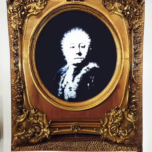 Image similar to individual furry king george iii silk screen portrait banksy style