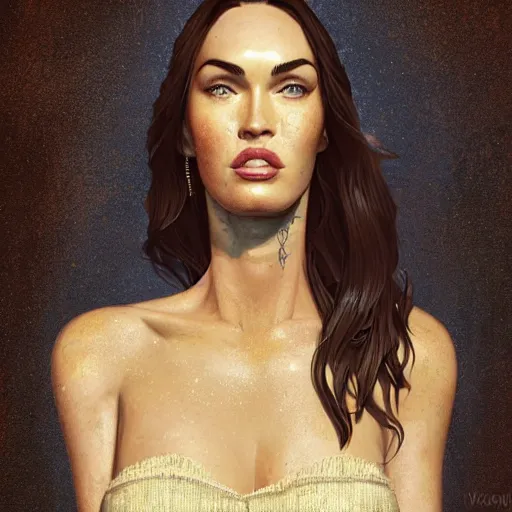 Image similar to portrait of megan fox as an anthropomorphic, au naturel, hyper detailed, digital art, trending in artstation, cinematic lighting, studio quality, smooth render, unreal engine 5 rendered, octane rendered, art style by klimt and nixeu and ian sprigger and wlop and krenz cushart.