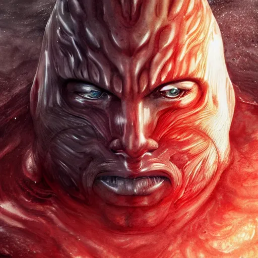 Image similar to portrait of guts from berserk submerged in red water, extremely detailed, made by Justin Fields, trending on artstation, concept art