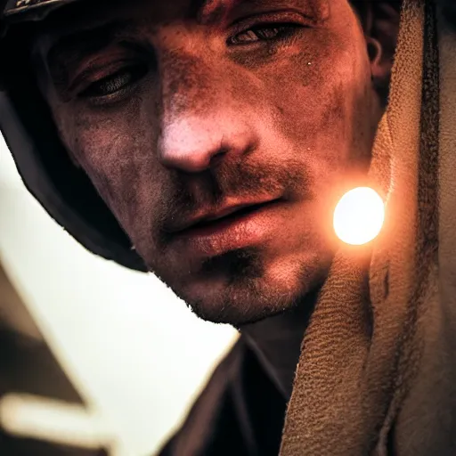 Image similar to a dramatic portrait of worker from europe, cinematic lighting