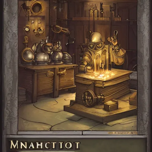 Image similar to arcane automaton in an alchemist's workshop