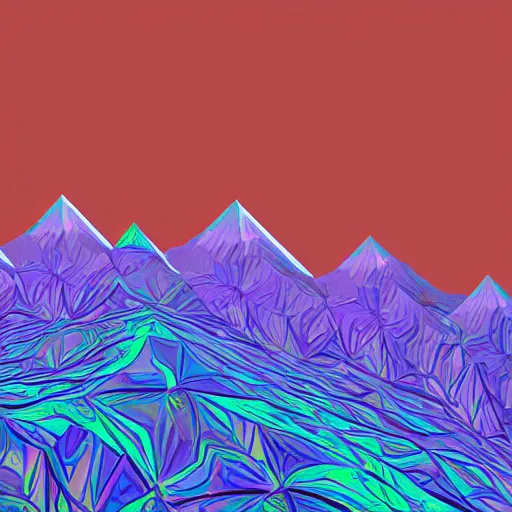 Prompt: glitch art acid trip, fractal geometry mountain vista