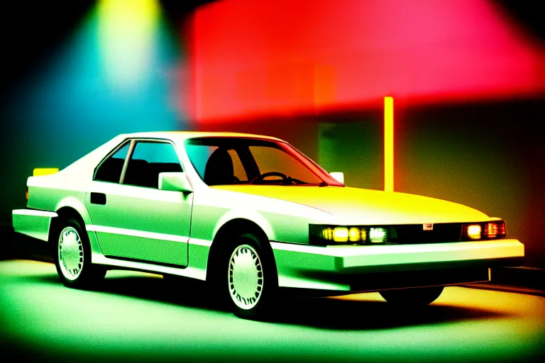 Image similar to stylized poster of a single 1 9 8 8 soarer, thick neon lights, ektachrome photograph, volumetric lighting, f 8 aperture, cinematic eastman 5 3 8 4 film