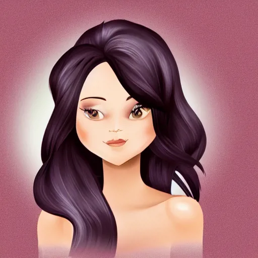Prompt: dark haired woman beautiful animated full body