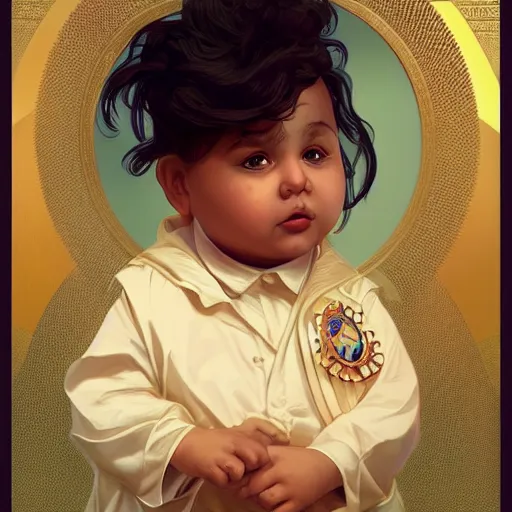 Image similar to symmetry portrait of chubby baby dj khaled, elegant, highly detailed, digital painting, artstation, concept art, smooth, sharp focus, illustration, art by artgerm and greg rutkowski and alphonse mucha