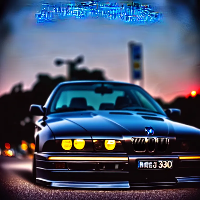 Prompt: close-up-photo BMW E36M middle of street, sunset kanagawa prefecture, night, cinematic color, photorealistic, highly detailed,