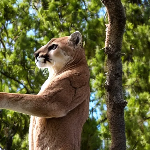 Image similar to looking up at a tall cougar