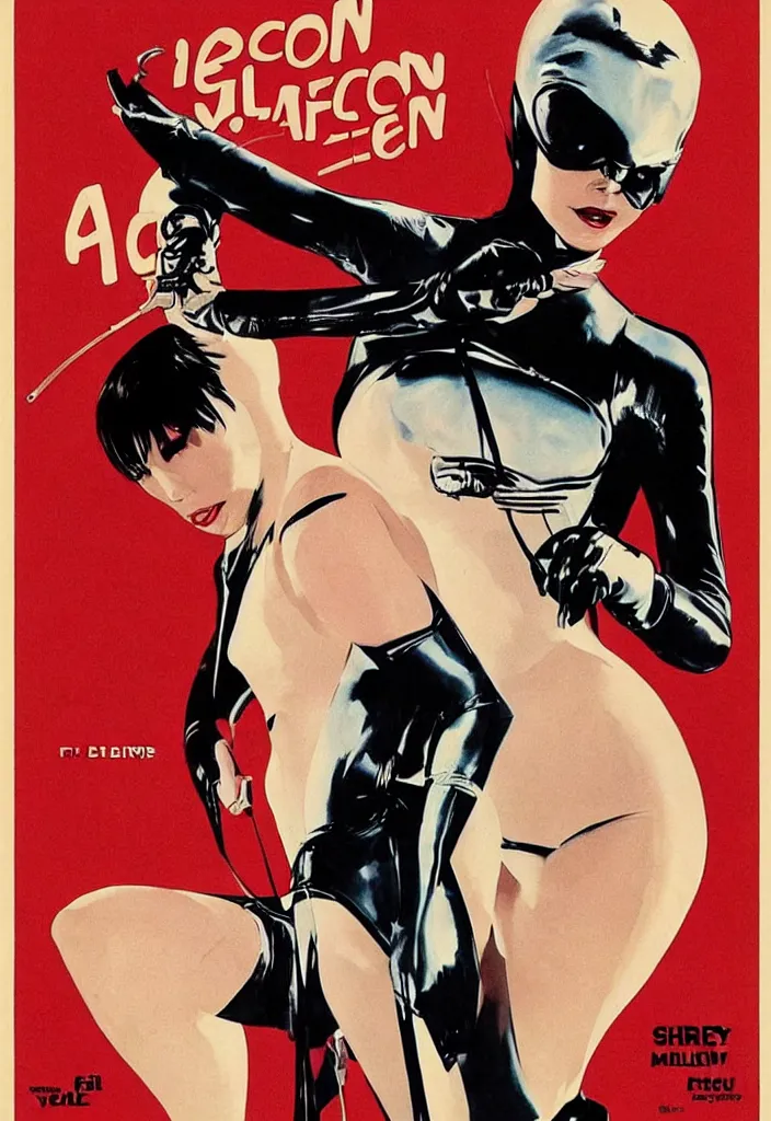 Prompt: “ film poster of shirley maclaine as æon flux from the 1 9 6 0 s ”