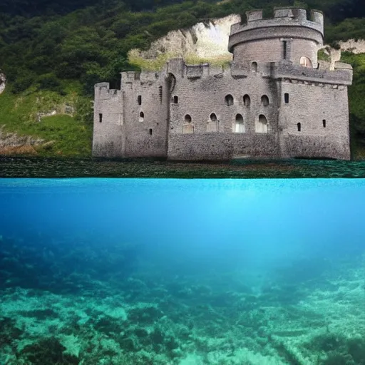 Image similar to castle half submerged in the sea