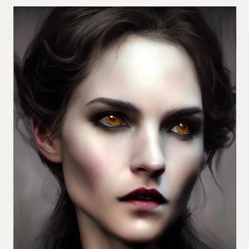 Prompt: beautiful close up portrait vampire, elegant, detailed. epic cinematic hyperrealism masterpiece. realistic poster with shaded lighting by craig mallismo, artgerm, jeremy lipkin and michael garmash, unreal engine, radiant light, detailed and complex environment, digital art, art station trends, detailed faces, detailed eyes