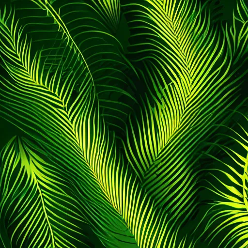 Image similar to gold emerald palm leaves vector. svg, 8 k ultra resolution