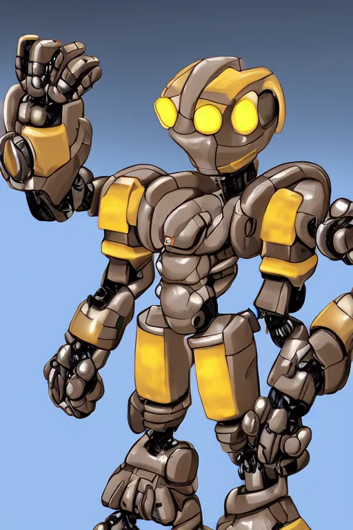 Image similar to a humanoid pangolin robot with big mechanical fists, inafune design, official mmx concept