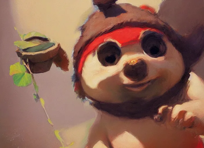 Image similar to a highly detailed beautiful portrait of teemo, by gregory manchess, james gurney, james jean