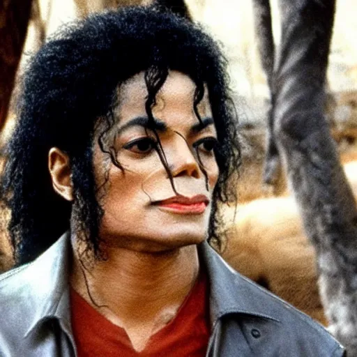 Image similar to michael jackson in planet of the apes
