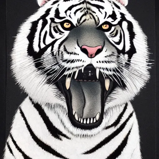 Image similar to [ tiger with mustache ] ( by kim jung gi ) ( by george morikawa ) ( by kentaro miura ) ( by eiichiro oda )