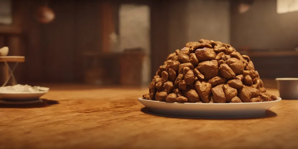 Image similar to poop food, trending on art station face, award winning. Octane render, 4k, unreal 5, very detailed, hyper control-realism.