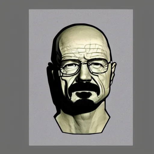 Prompt: walter white made entirely of skin