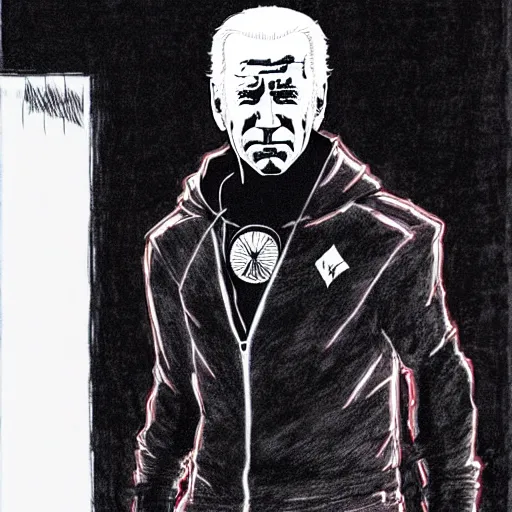 Image similar to Joe Biden looking sinister, by Tsutomu Nihei, highly detailed