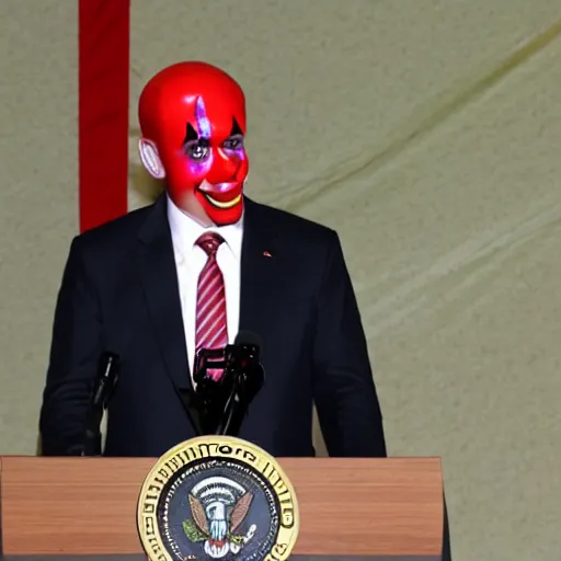 Prompt: president clown giving a speech