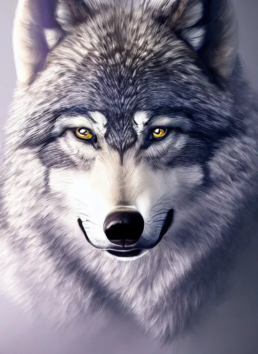 Image similar to a highly detailed airbrush painting of a wolf who is shepard, trending on artstation, unreal 5, daz, hyperrealistic, octane render, dungeons and dragons, dynamic lighting
