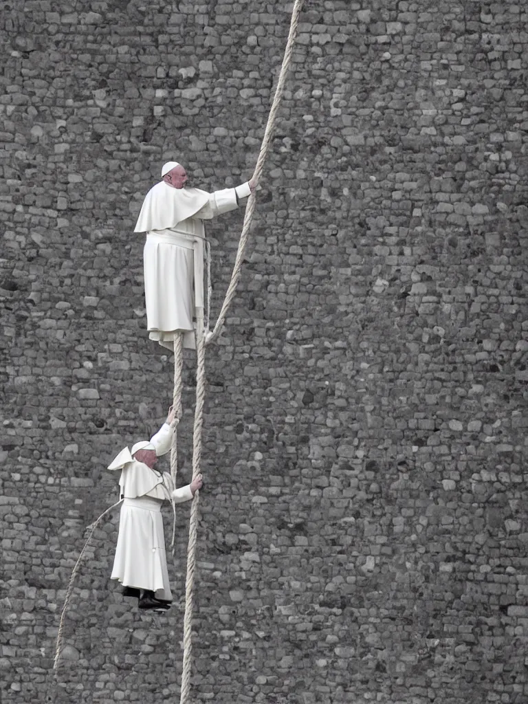 Prompt: pope on a rope