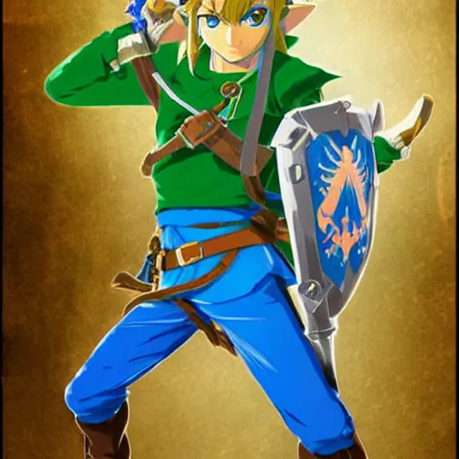 Image similar to link from the legend of zelda breath of the wild in jojo's bizarre adventure