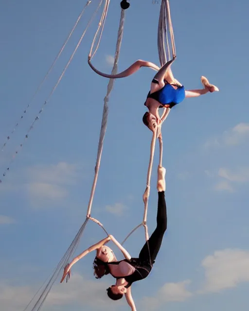 Image similar to beautiful female in aerial lyra performance, acrobat, intricate detail, electric - blue castle in the background