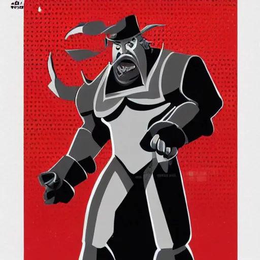 Image similar to Head-to-shoulder shot of a Triple H vinyl figure as a villain, Disney, Triple H, wrestling, WWE, Disney style, 2d, Disney 2d animation, digital 2D animation, traditional animation, Disney style, Disney animation, Deviantart, very coherent symmetrical artwork, artstation, villain, brightly colored