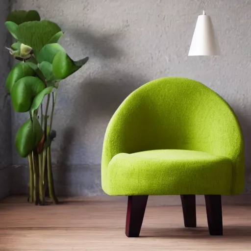 Image similar to an armchair in the shape of an avocado