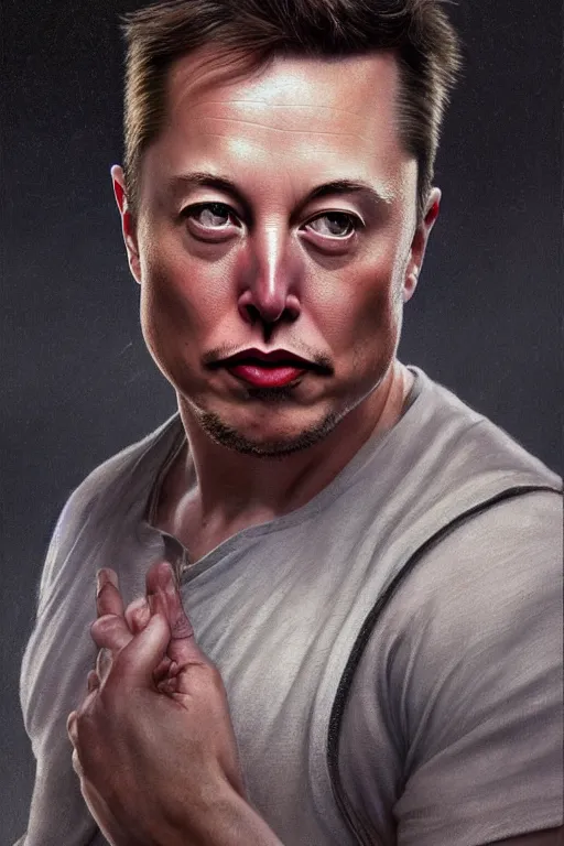 Image similar to photorealistic portrait photograph of elon musk, upper body, handsome, depth of field, soft focus, highly detailed, intricate, realistic, national geographic cover, soft glow, textured, artstation, concept art, sharp focus, illustration, art by artgerm and greg rutkowski and alphonse mucha