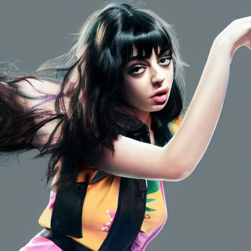 Prompt: Charli XCX throwing a computer out a window, artstation, digital art, high resolution