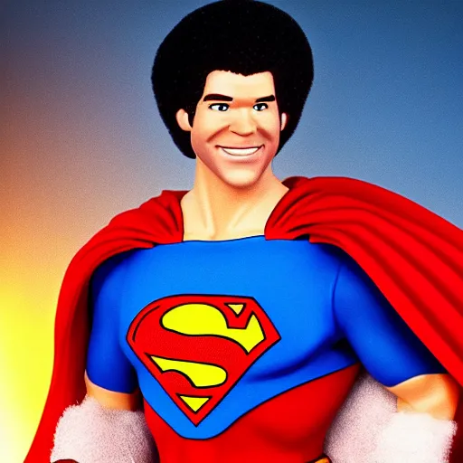 Prompt: bob ross as superman, cinematic. studio lighting. 4 k.