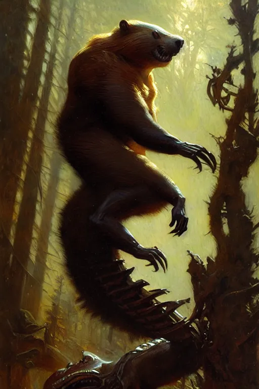 Prompt: beaver beast by gaston bussiere, bayard wu, greg rutkowski, giger, maxim verehin