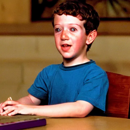 Prompt: Mark zuckerberg as a child in Matilda (1996)