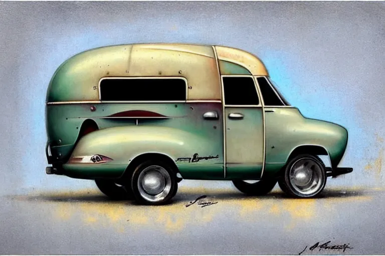 Image similar to ( ( ( ( ( 1 9 5 0 s retro rv ratrod camper. muted colors. ) ) ) ) ) by jean - baptiste monge!!!!!!!!!!!!!!!!!!!!!!!!!!!!!!